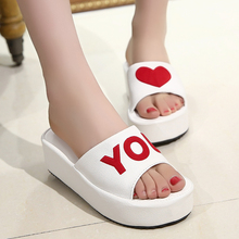 16夏季新款韩版凉拖鞋女鞋坡跟厚底松糕鱼嘴学生拖鞋中跟一字拖