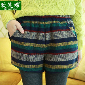 欧莲蝶毛呢<em>短裤女2015新</em>秋冬款加厚宽松显瘦