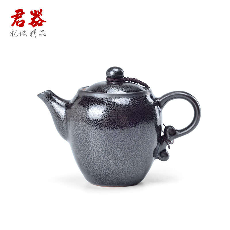 君器 天目釉陶瓷银油滴鹧鸪斑名贵黑瓷茶具窑变小号功夫茶壶特价