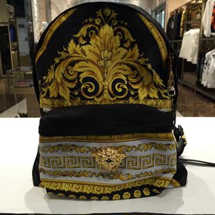 versace/范思哲 现货 瓦萨其黑金玫瑰金头美杜莎双肩包书包背包