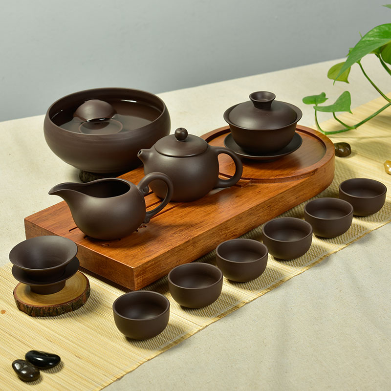 宜兴紫砂茶具套装原矿紫泥红茶功夫茶具整套西施茶壶茶杯盖碗礼品