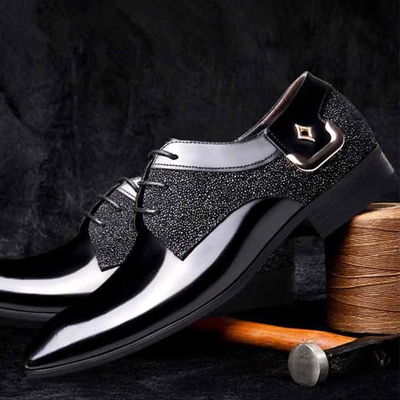 男士皮鞋男春夏季真皮尖头系带商务正装休闲皮