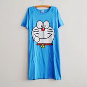 可爱机器猫睡裙家居服多啦a梦睡衣短袖 纯棉大码 卡通连体睡衣女夏