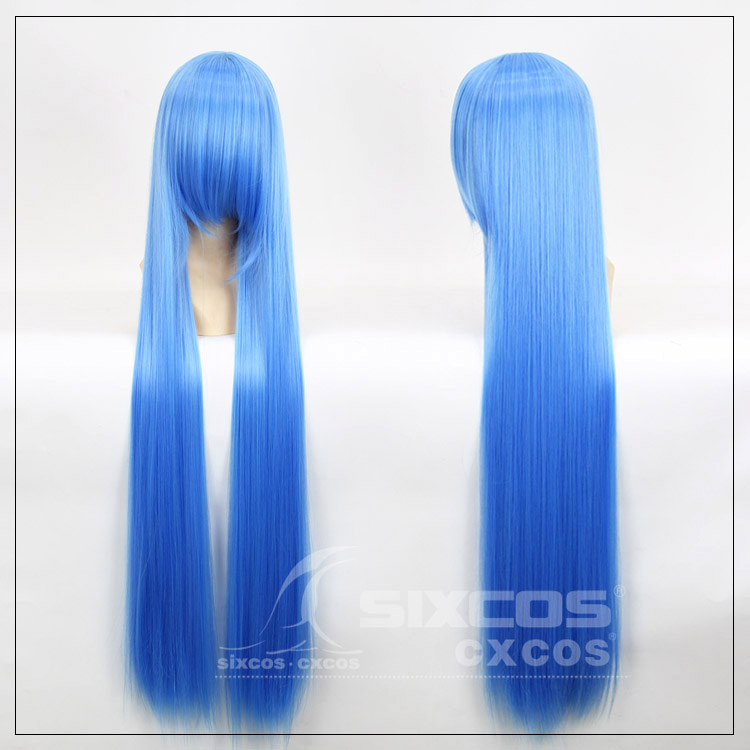 宝蓝色110cm 仙剑三-龙葵 高温丝长直发万用假发 cosplay百搭假毛