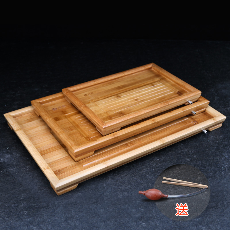 祥福特价竹制茶盘平板排水孟宗竹茶具大号托盘排水式茶海竹茶台