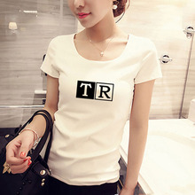 韩版春夏女装新款修身显瘦白色体恤女士打底衫短袖t恤女半袖上衣