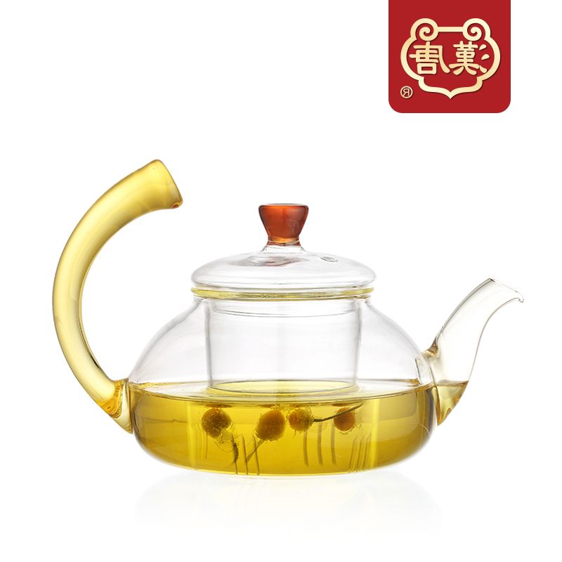 汉唐茶具 耐高温绿茶玻璃壶琉璃把手泡茶壶多功能过滤花茶养生壶