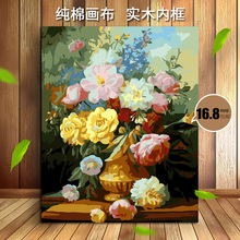 diy数字油画客厅花卉人物风景填色手绘油彩装 饰画 加厚框非之语