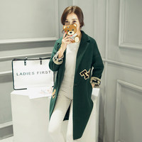 墨概念2016秋冬季女式羊毛呢大衣韩版修身格