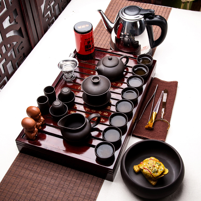 紫砂整套功夫茶具套装特价冰裂陶瓷茶杯茶盘茶海茶道茶台茶壶配件