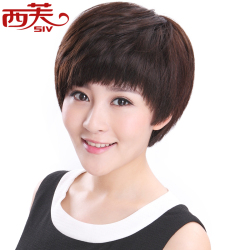 西芙逼真假发短发女 <em>中老年</em>妈妈假发短卷发假