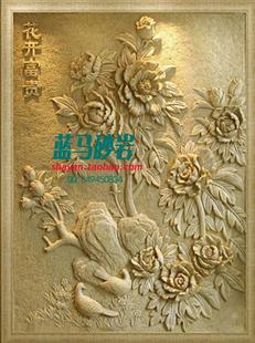 花开富贵牡丹 中式人造砂岩浮雕壁画背景墙装饰 沙岩外墙石材雕刻