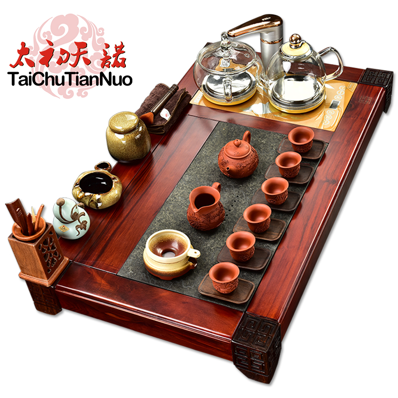 金灶茶具套装酸枝木黑檀茶盘整套功夫茶全自动电热炉玻璃烧水高端