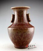 精致红釉花瓶摆件 饰品 家居装 景德镇仿古陶瓷 古董古玩瓷器收藏