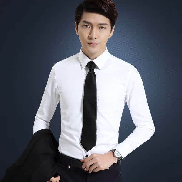 正品秋季男装 白色衬衫 修身 职业工装 男装 男