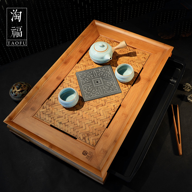 祥福 竹制茶海 蓄水式竹茶台 功夫茶具 茶盘 孟宗竹大号托盘 汀兰