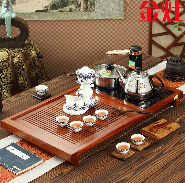 金灶V30L实木功夫茶具 木雕茶盘套装 自动上水电磁茶炉（不含茶具