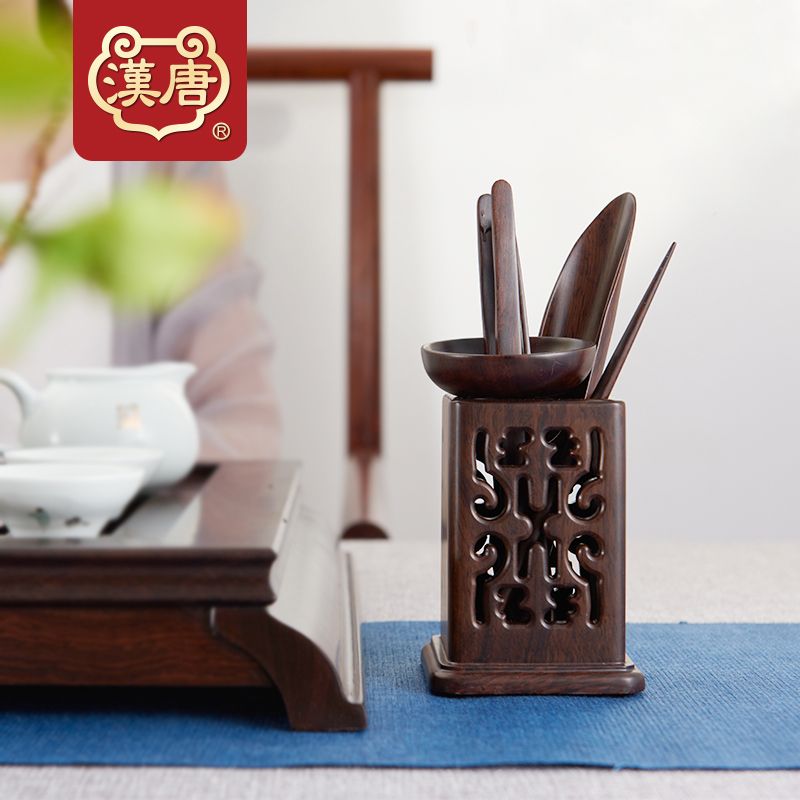 汉唐茶道六君子 实木茶具整套摆件 茶盘配件茶艺组 功夫茶具套装