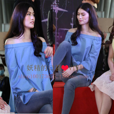 MB 欧洲站大牌春夏必入超美露肩一字肩喇叭袖
