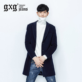 gxg.jeans男装冬季潮休闲单排扣时尚英伦中长款毛呢大衣64926001