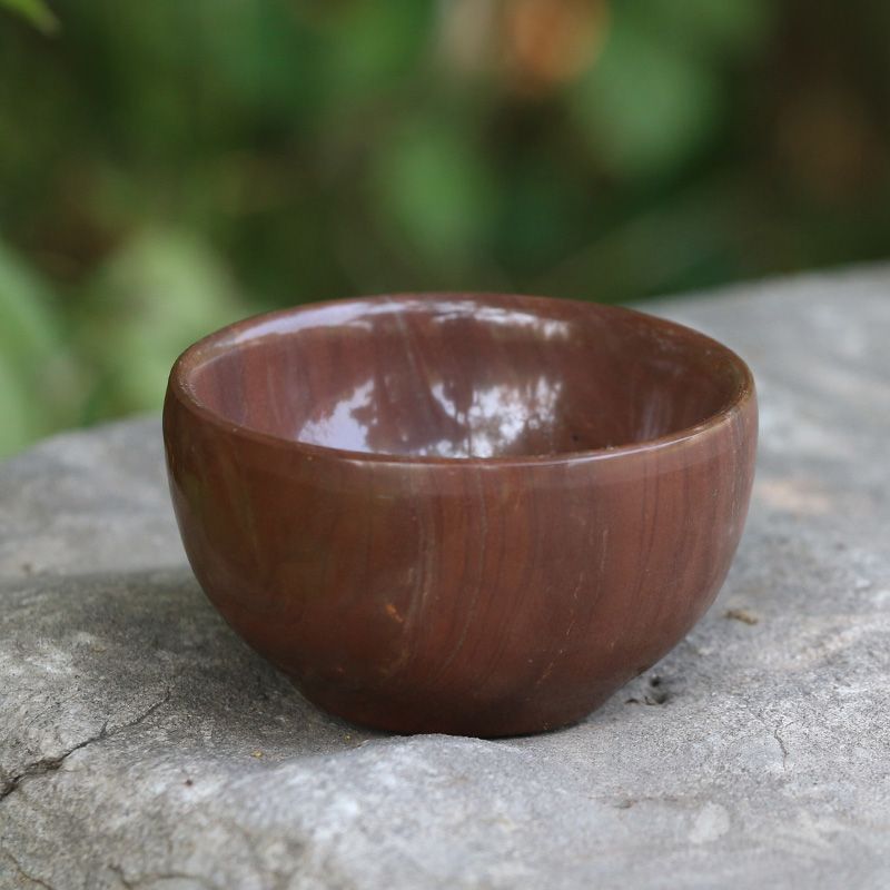 天然原矿石木鱼石茶杯木鱼石茶碗茶具配套茶杯2个