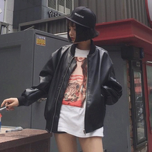 长袖 上衣 外套纯色棒球服休闲夹克衫 皮衣宽松显瘦大码 2017春季新款