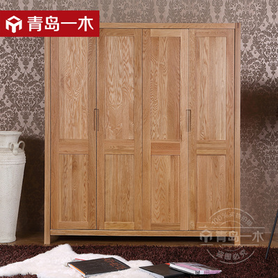 青岛一木实木家具白橡木衣柜简约现代移门推拉门衣柜组装整体衣柜