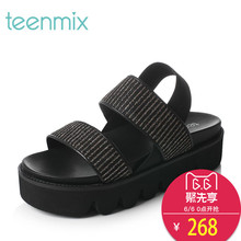 Teenmix/天好心夏紡織品時髦繁復女涼鞋8-211BL7圖片