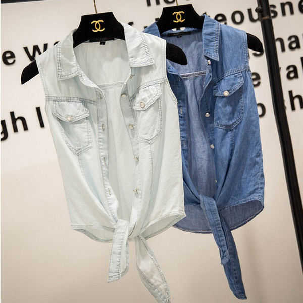 热销女马夹 无袖 牛仔<em>薄开衫</em> 夏马甲女小外套背