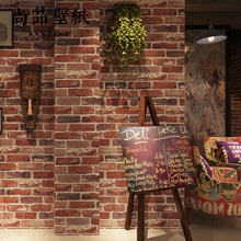 复古怀旧3D立体仿砖纹砖块砖头墙纸咖啡馆酒吧餐厅文化石红砖壁纸