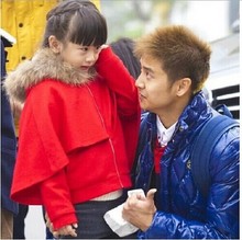 2014秋冬季新款爸爸去哪儿森碟同款童装女儿童斗篷毛呢大衣潮外套