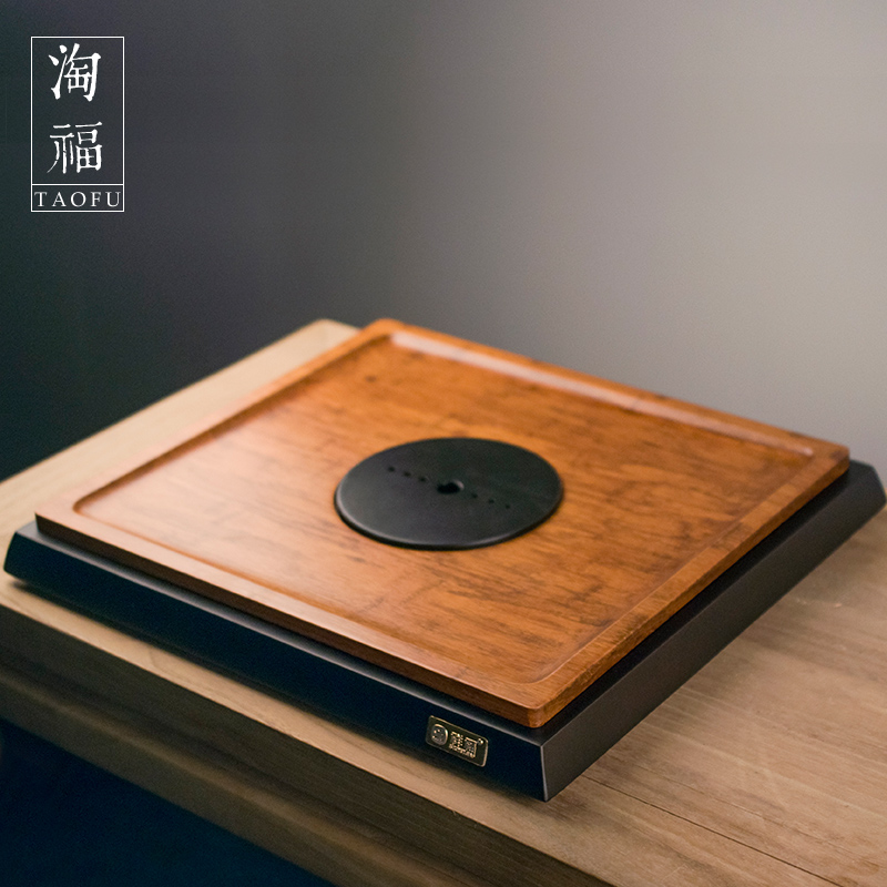 祥福新品 澄心竹茶盘 重竹四方茶台 竹制功夫茶具茶海 排水式托盘