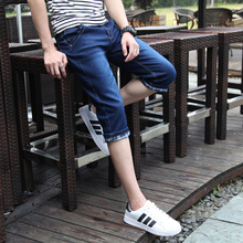 七分牛仔裤 弹力休闲7分裤 夏季男装 直筒薄款 修身 男士 牛仔短裤 韩版