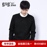 gxgjeans男毛衣修身绣花青年休闲圆领套头毛衫63920001