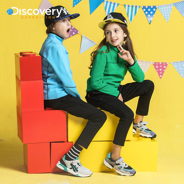 Discovery童装2017春男女童卫衣抓绒衣中大童纯色外套DACD90845潣