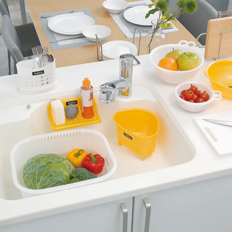 日本进口正品 大号厨房洗碗盆洗菜盆水果蔬盆收纳篮沥水篮