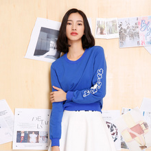 趣味卡通印花简约圆领百搭卫衣女S117A32001 OSA欧莎2017春季新品
