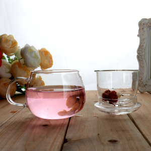 耐热玻璃杯透明带盖过滤花茶杯