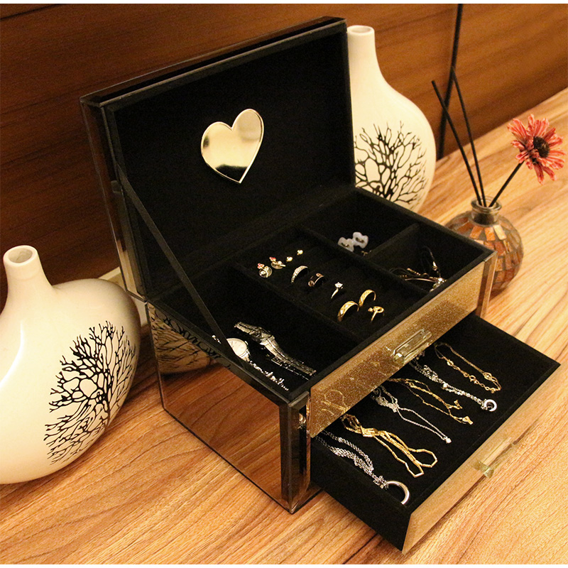 公主欧式首饰收纳盒韩国戒指耳环手链玻璃饰品盒老婆女友结婚礼物 