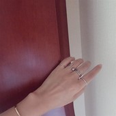 中性J036 帅气圆珠银色关节戒指指环组合套装 朋克 韩国饰品
