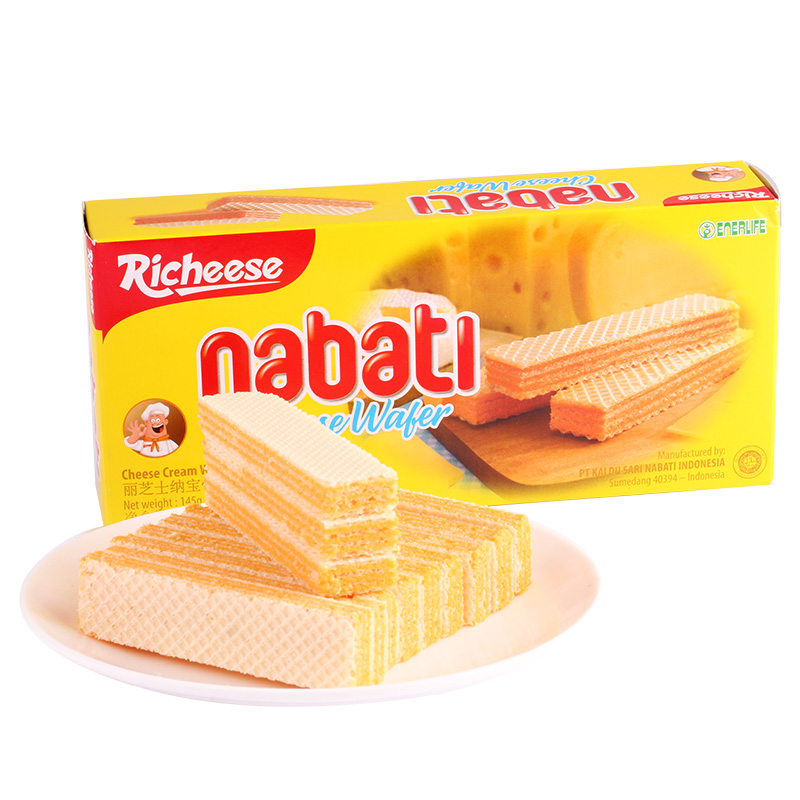 丽芝士奶酪威化饼干145g印尼进口零食纳宝帝巧克力夹心nabati好吃