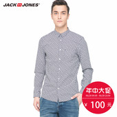 215105048 衬衫 印花修身 长袖 JackJones杰克琼斯纯棉男士