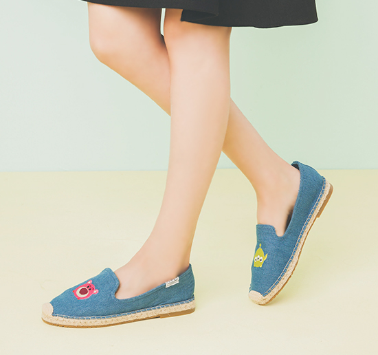 grace gift迪士尼tsum tsum卡通刺绣麻底渔夫鞋女单鞋休闲平底鞋