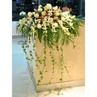 台花桌花鲜花上海会议茶几办公室前台签到台演讲台花商务展会