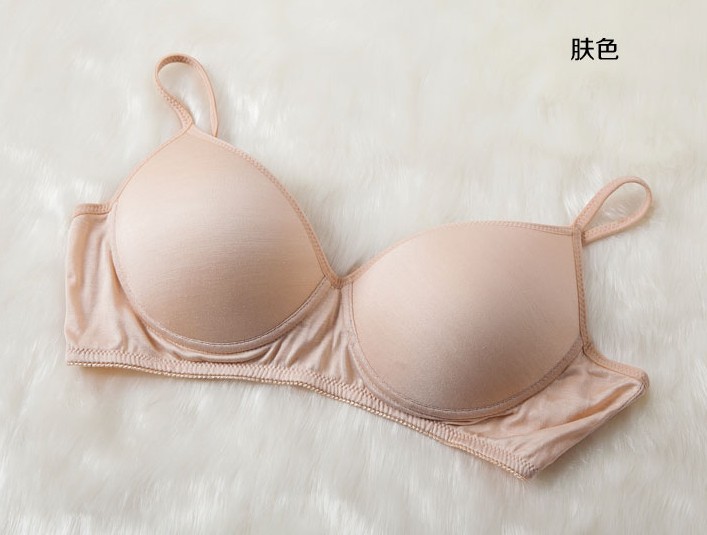 2件包邮~日系无钢圈桑蚕丝薄款文胸夏季真丝光面纯色绢丝睡眠文胸