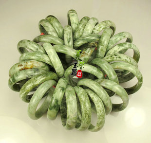 美莹玉器天然岫玉石首饰品翠花玉手镯环子女款 包邮可做证书cvz01