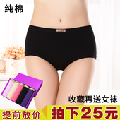 女纯棉三角中腰大码 棉质面料夏无痕全棉裆透气100%裤 内裤 5条装