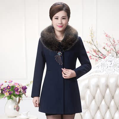 秋冬中老年女装宽松短款羊毛呢大衣30-40岁中
