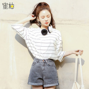 纯棉条纹短袖t恤衫