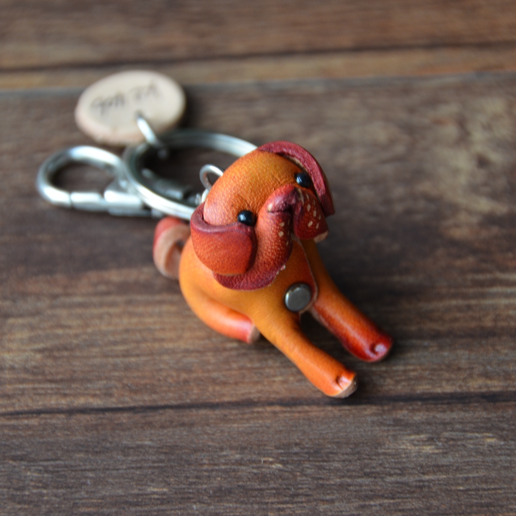 手工牛皮真皮动物可爱创意汽车钥匙扣钥匙圈挂件挂饰礼品礼物狗款